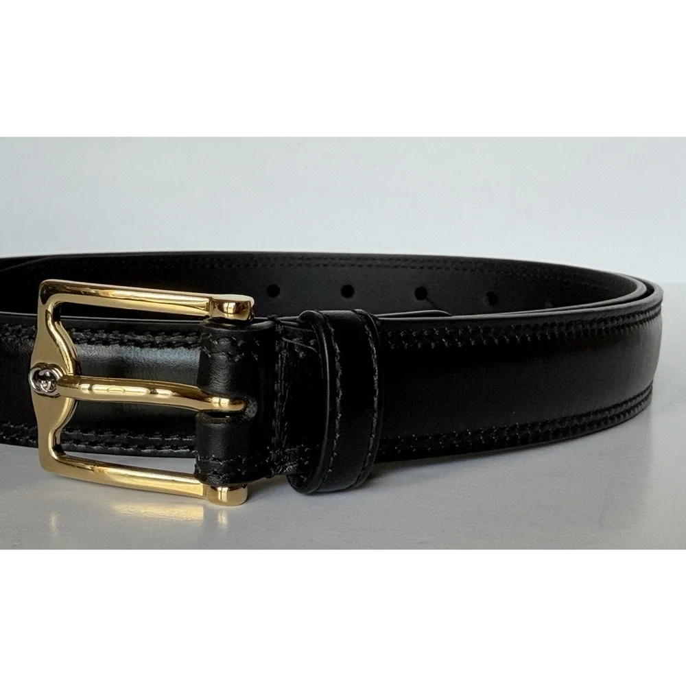 Gucci Men’s Rectangular Buckle Leather Belt Black 105/42 Italy 715600 NWT